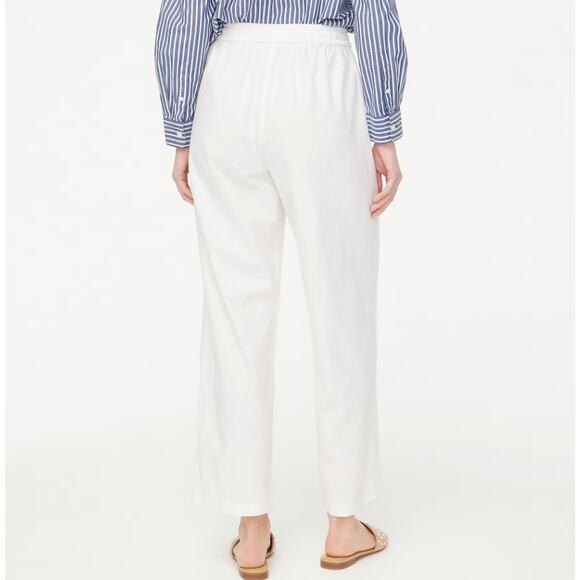 J.Crew Linen Blend Slim Wide Leg Drawstring Pants Sz 6 White Pull On Relaxed Fit - Picture 2 of 8
